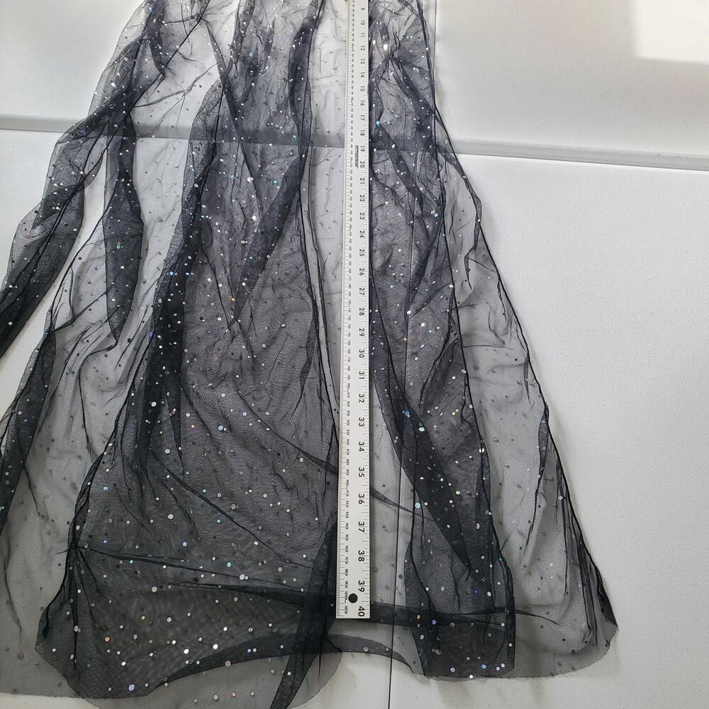 CLUB EXX Skirt Womens Large Black Sheer Sequin Mesh Maxi Festival Rave - Picture 5 of 7